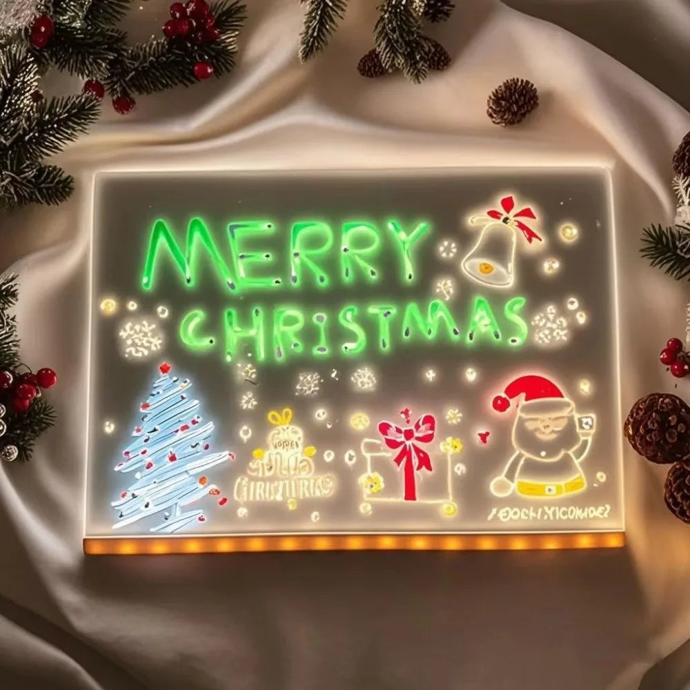 LED Note Board with Night Light & 7 Color Pens β DIY Acrylic Message & Drawing Board for Kids and Gifts