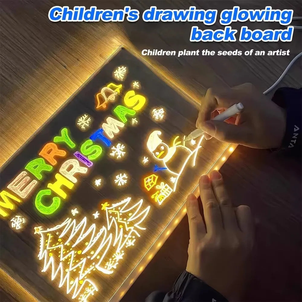 LED Note Board with Night Light & 7 Color Pens β DIY Acrylic Message & Drawing Board for Kids and Gifts