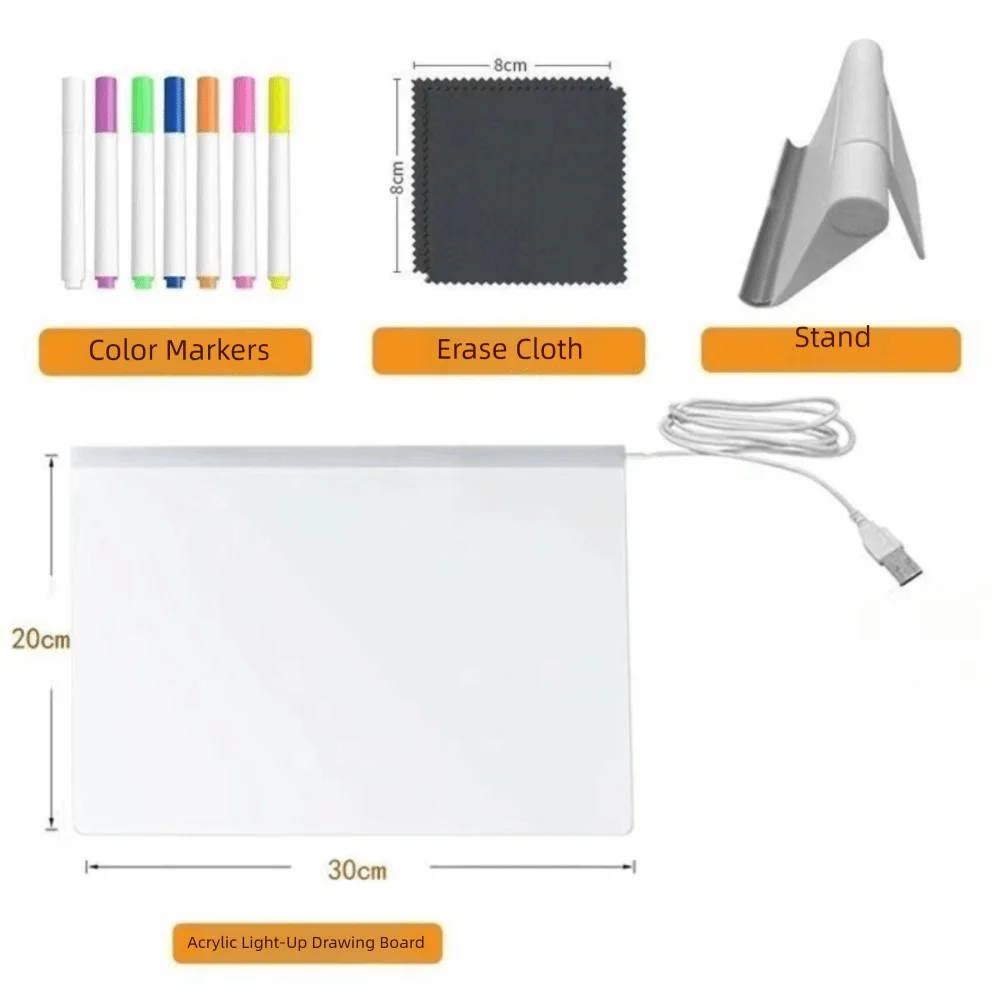 LED Note Board with Night Light & 7 Color Pens β DIY Acrylic Message & Drawing Board for Kids and Gifts